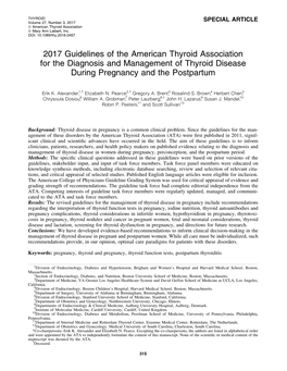 2017 Guidelines of the American Thyroid Association for the Diagnosis and Management of Thyroid Disease During Pregnancy and the Postpartum