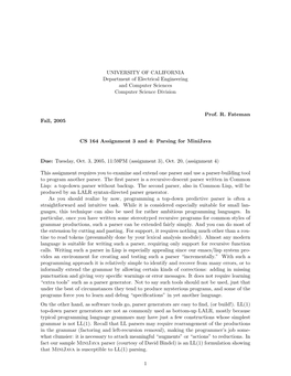 CS 164 Assignment 3 and 4: Parsing for Minijava