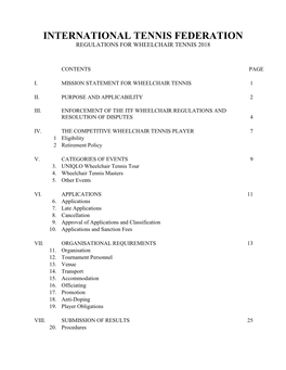 International Tennis Federation Regulations for Wheelchair Tennis 2018