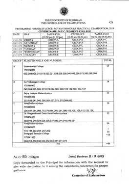 JV.Oe : C/83 /Uiapptt. Dated, Burdwan Iii 11/2019