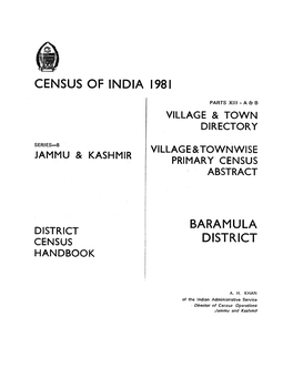 District Census Handbook, Baramula, Parts XIII a & B, Series-8