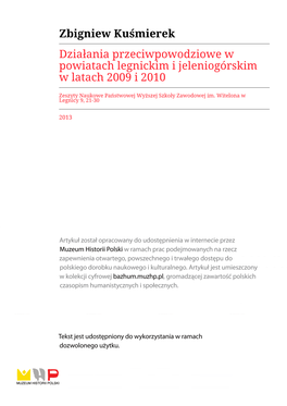 Działania Przeciwpowodziowe W Powiatach Legnickim I Jeleniogórskim W Latach 2009 I 2010