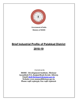 Industrial Profile- Palakkad District 2018-19