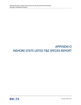 Appendix O Inshore State Listed T&E Species Report