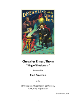 Chevalier Ernest Thorn “King of Illusionists”