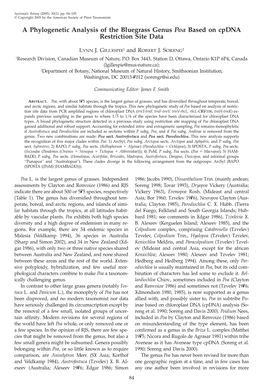 A Phylogenetic Analysis of the Bluegrass Genus Poa Based on Cpdna Restriction Site Data