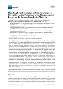 Modeling Potential Impacts of Climate Change on Streamflow Using Projections of the 5Th Assessment Report for the Bernam River Basin, Malaysia