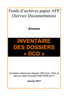Archives AFP Inventaire Dossiers