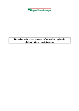 Direttiva Relativa Al Sistema Informativo Regionale Del Servizio Idrico Integrato Sistema Informativo Regionale Del Servizio Idrico Integrato