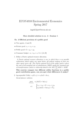 ECON4910 Environmental Economics Spring 2017