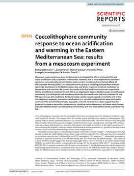 Coccolithophore Community Response to Ocean Acidification And