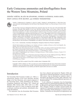 Early Cretaceous Ammonites and Dinoflagellates from the Western Tatra Mountains, Poland