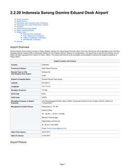 2.2.20 Indonesia Sorong Domine Eduard Osok Airport