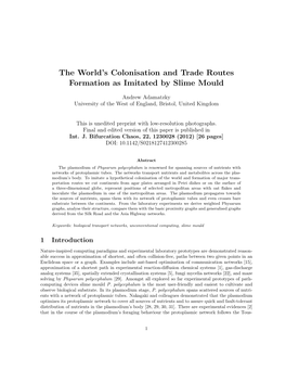 The World's Colonisation and Trade Routes Formation As Imitated By