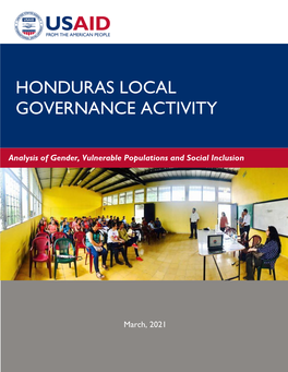 Honduras Local Governance Activity Analysis of Gender, Vulnerable Populations and Social Inclusion