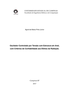 Oscilador Controlado Por Tensão Com Estrutura Em Anel, Com Critérios De Confiabilidade Aos Efeitos Da Radiação