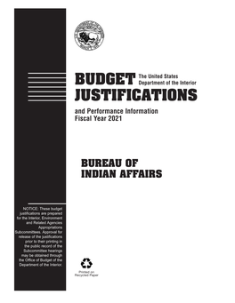 Indian Affairs Budget Justifications and Performance Information Fiscal