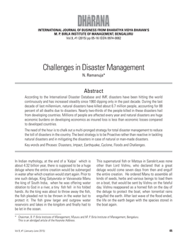 Challenges in Disaster Management N