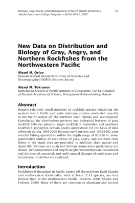 New Data on Distribution and Biology of Gray, Angry, and Northern Rockfishes from the Northwestern Pacific Alexei M