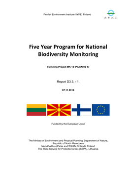 Five Year Program for National Biodiversity Monitoring