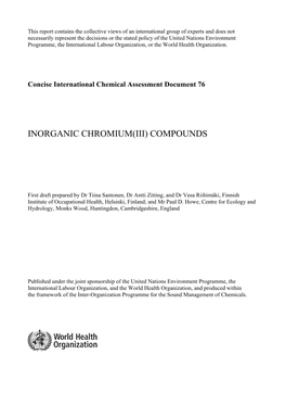 Inorganic Chromium(Iii) Compounds