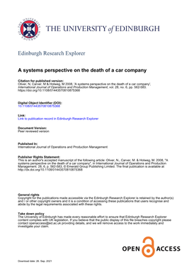 A Systems Perspective on the Death of a Car Company