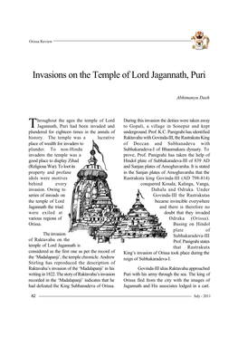 Invasions on the Temple of Lord Jagannath, Puri