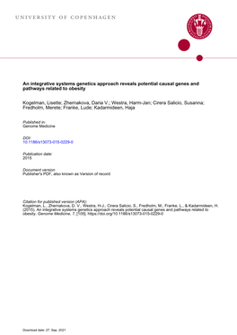 An Integrative Systems Genetics Approach Reveals Potential Causal Genes and Pathways Related to Obesity