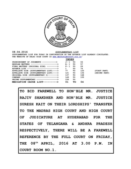 To Bid Farewell to Hon'ble Mr. Justice Rajiv Shakdher and Hon'ble Mr