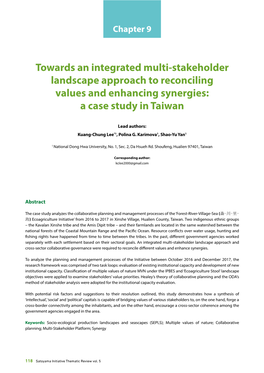Towards an Integrated Multi-Stakeholder Landscape Approach to Reconciling Values and Enhancing Synergies: a Case Study in Taiwan