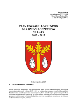 Plan Rozwoju Lokalnego Dla Gminy Bodzechów Na Lata 2007 – 2013