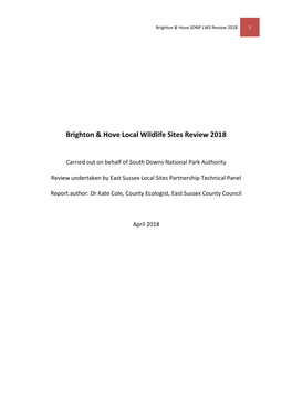 Brighton & Hove Local Wildlife Sites Review 2018
