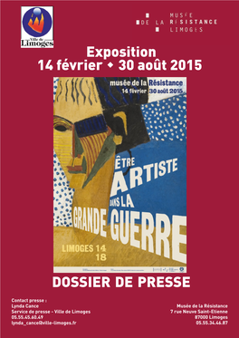 Exposition 14 Février 30 Août 2015 DOSSIER DE PRESSE