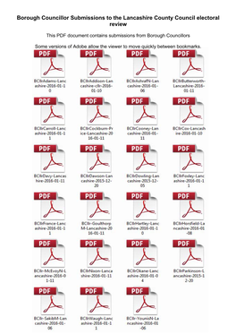 Borough Councillor Submissions to the Lancashire County Council Electoral Review