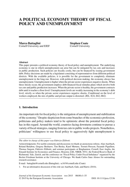 A Political Economy Theory of Fiscal Policy and Unemployment