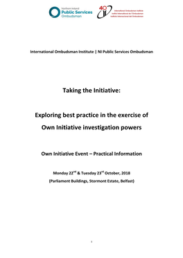 Belfast Conference on Own Initiative Investigations