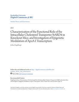 Characterization of the Functional Role of the Intracellular Cholesterol