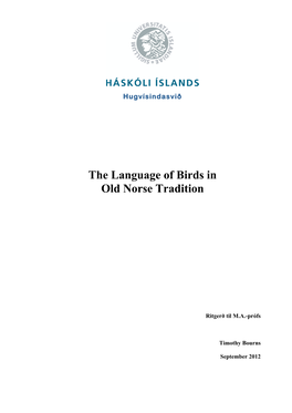 The Language of Birds in Old Norse Tradition