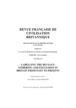 Revue Française De Civilisation Britannique