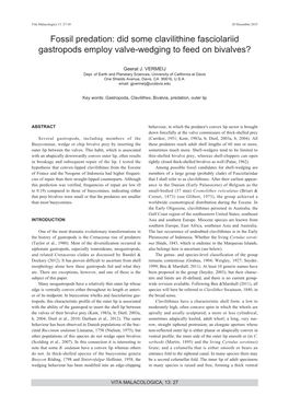 Fossil Predation: Did Some Clavilithine Fasciolariid Gastropods Employ Valve-Wedging to Feed on Bivalves?