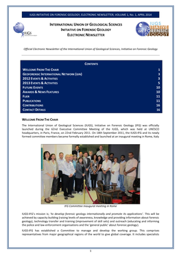 The IUGS Initiative on Forensic Geology Electronic Journal Volume