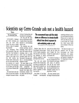 Scientists' Say Cerro Grande Ash Not a Health Hazard %Ofot