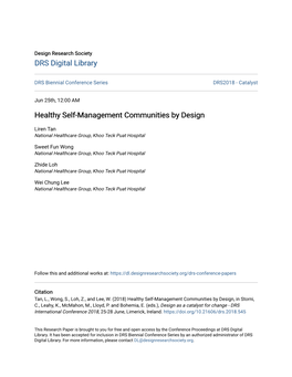 Healthy Self-Management Communities by Design