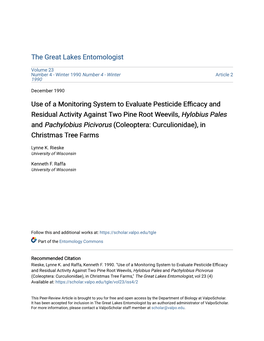 Use of a Monitoring System to Evaluate Pesticide Efficacy And