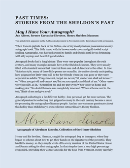 May I Have Your Autograph? Jan Albers, Former Executive Director, Henry Sheldon Museum