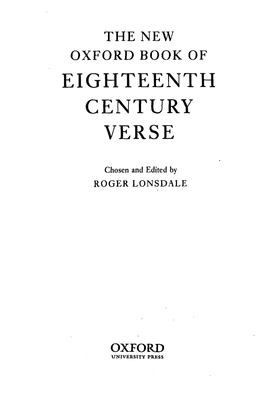 Eighteenth Century Verse