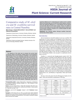 Com-Parative Study of M. Oleifera and M. Ovalifolia Survival Rates In