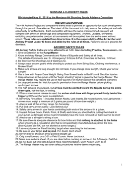 Montana 4-H Archery Rules