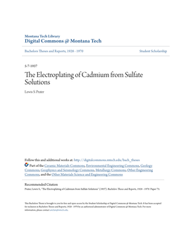 The Electroplating of Cadmium from Sulfate Solutions