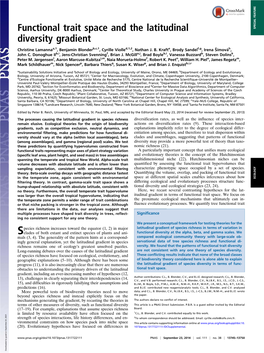 Functional Trait Space and the Latitudinal Diversity Gradient